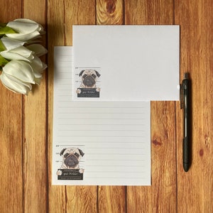 Set da scrittura Bad Pug A5, posta ordinaria, Happy Post, Penpal, cancelleria personalizzata, set di lettere, set da scrittura A5, buste, carta per appunti