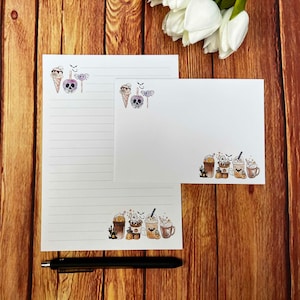 Juego de escritura A5 con golosinas de Halloween, juego de escritura, amigo por correspondencia, papelería personalizada, juego de cartas, sobres para juego de escritura A5, papel para notas, otoño