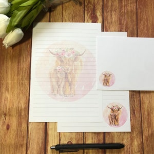 Cow & Calf A5 Writing Set, Snail Mail, Happy Post, Penpal, Custom Stationery, Letter Set, A5 Writing Paper and Envelopes, Note Paper