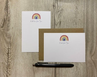Personalised Rainbow A6 Note Cards, Set of 10, Envelopes, Gift Set, Writing Set, Custom Stationery, Letter Set, Note Paper, Thank You Card