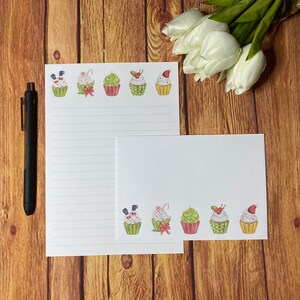 Set da scrittura A5 con cupcake di Natale, posta ordinaria, Happy Post, Penpal, cancelleria personalizzata, set di lettere, carta da lettere e buste A5, carta per appunti