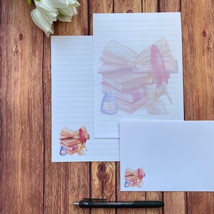 Conjunto de escrita Books and Candle A5, correio tradicional, Happy Post, amigo por correspondência, papelaria personalizada, conjunto de cartas, papel de carta A5 e envelopes, papel para anotações