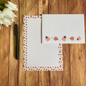 Ladybird Border A5-schrijfset, Snail Mail, Happy Post, penvriendje, aangepast briefpapier, brievenset, A5-schrijfset enveloppen, notitiepapier