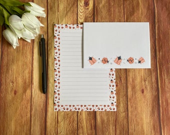 Ladybird Border A5 Writing Set, Snail Mail, Happy Post, Penpal, Custom Stationery, Letter Set, A5 Writing Set Envelopes, Note Paper