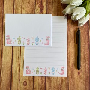 Juego de escritura A5 de Easter Gonk Friends, juego de escritura, amigo por correspondencia, papelería personalizada, juego de cartas, papel y sobres para escribir A5, papel para notas