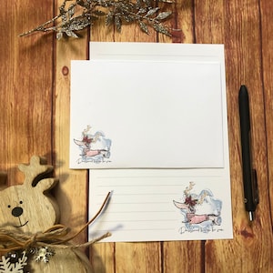 Juego de escritura de perro salchicha navideño, tamaño A5, juego de escritura, amigo por correspondencia, papelería personalizada, juego de cartas, papel y sobres para escribir, tamaño A5, papel para notas