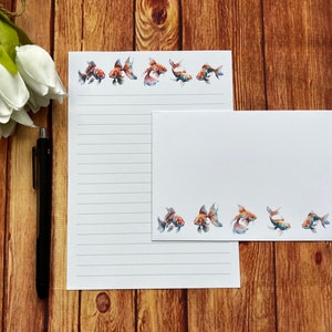 Juego de escritura A5 con diseño de peces koi, correo postal, Happy Post, amigo por correspondencia, papelería personalizada, juego de cartas, sobres para juego de escritura A5, papel para notas