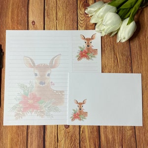 Juego de escritura A5 con ciervos navideños, correo postal, Happy Post, amigo por correspondencia, papelería personalizada, juego de cartas, papel y sobres para escribir A5, papel para notas