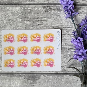 Adesivi acquerello "Be Positive", posta ordinaria, decorazioni per buste, artigianato, carta da lettere, amico di penna, carta per appunti, cancelleria, adesivi per planner