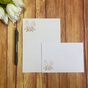 Juego de escritura con orejas de conejo, tamaño A5, correo postal, Happy Post, amigo por correspondencia, papelería personalizada, juego de cartas, papel y sobres para escribir, tamaño A5, papel para notas