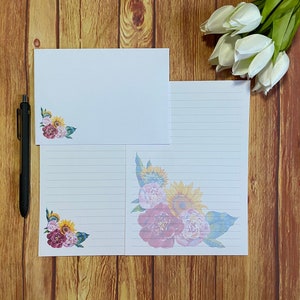 Juego de escritura Peony Sunflower A5, correo postal, Happy Post, amigo por correspondencia, papelería personalizada, juego de cartas, papel y sobres para escribir A5, papel para notas
