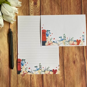 Juego de escritura A5 con corazones y letras, correo postal, Happy Post, amigo por correspondencia, papelería personalizada, juego de cartas, sobres para juego de escritura A5, papel para notas
