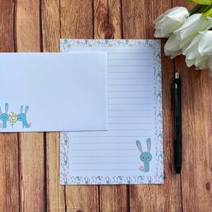 Juego de escritura con borde de conejo, tamaño A5, correo postal, Happy Post, amigo por correspondencia, papelería personalizada, juego de cartas, papel y sobres para escribir, tamaño A5, papel para notas
