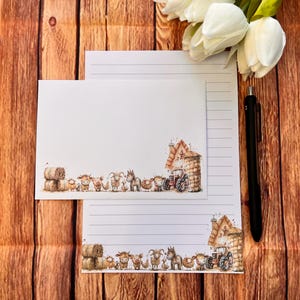 Set da scrittura Sweet Barnyard A5, posta ordinaria, Happy Post, Penpal, cancelleria personalizzata, set da lettere, buste per set da scrittura A5, carta per appunti