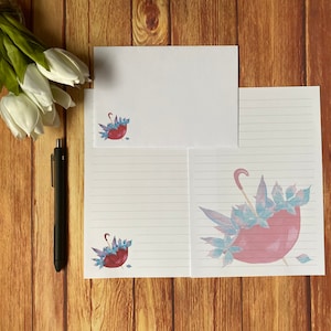 Juego de escritura con paraguas florales A5, correo postal, Happy Post, amigo por correspondencia, papelería personalizada, juego de cartas, papel y sobres para escribir A5, papel para notas