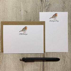 Tarjetas de notas personalizadas de Robin tamaño A6, juego de 10, sobres, juego de regalo, juego de escritura, papelería personalizada, juego de cartas, papel para notas, tarjeta de agradecimiento