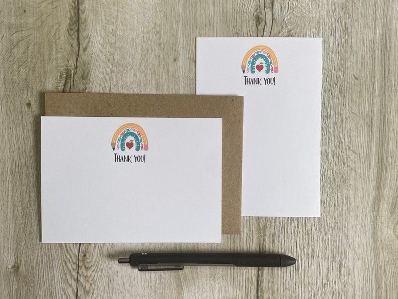 Personalised Teacher Rainbow A6 Note Cards, Set of 10, Envelopes Gift ...