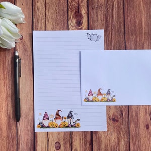 Juego de escritura A5 de Gonks, juego de escritura, amigo por correspondencia, papelería personalizada, juego de cartas, sobres para juego de escritura A5, papel para notas, Halloween
