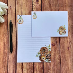 Set da scrittura Vintage Clocks A5, posta ordinaria, Happy Post, Penpal, cancelleria personalizzata, set di lettere, carta da scrittura e buste A5, carta per appunti