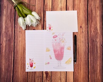 Red Cocktail A5 Writing Set, Snail Mail, Happy Post, Penpal, Custom Stationery, Letter Set, A5 Writing Paper and Envelopes, Note Paper