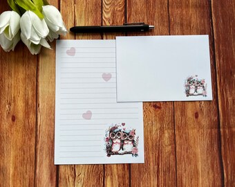 Lovely Owls A5 Writing Set, Snail Mail, Happy Post, Penpal, Custom Stationery, Letter Set, A5 Writing Paper and Envelopes, Note Paper