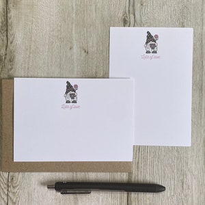 Tarjetas de notas personalizadas Gonk rosa tamaño A6, juego de 10, sobres, juego de regalo, juego de escritura, papelería personalizada, juego de cartas, papel de notas, tarjeta de agradecimiento