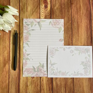 Peony Border A5-schrijfset, slakkenpost, Happy Post, penvriend, briefpapier, aangepast briefpapier, brievenset, A5-schrijfset enveloppen, notitiepapier