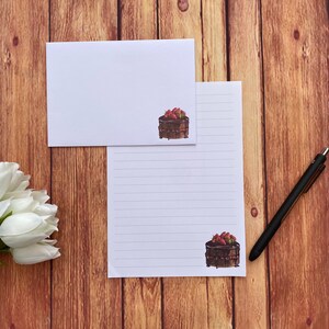 Set da scrittura A5 con torta al cioccolato, posta ordinaria, Happy Post, Penpal, cancelleria personalizzata, set di lettere, buste per set da scrittura A5, carta per appunti