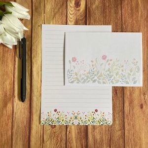 Lindo conjunto de escrita Meadow A5, correio tradicional, correio feliz, amigo por correspondência, papelaria personalizada, conjunto de cartas, conjunto de escrita A5, envelopes, papel para anotações