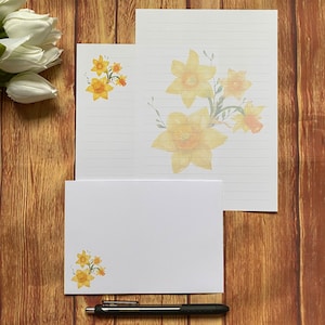 Juego de escritura Daffodil A5, correo postal, Happy Post, amigo por correspondencia, papelería personalizada, juego de cartas, papel y sobres para escribir A5, papel para notas