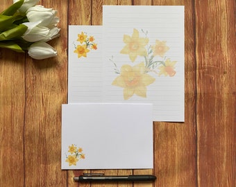 Set di scrittura Daffodil A5, Snail Mail, Happy Post, Penpal, Cancelleria personalizzata, Set di lettere, Carta da scrittura e buste A5, Carta per appunti