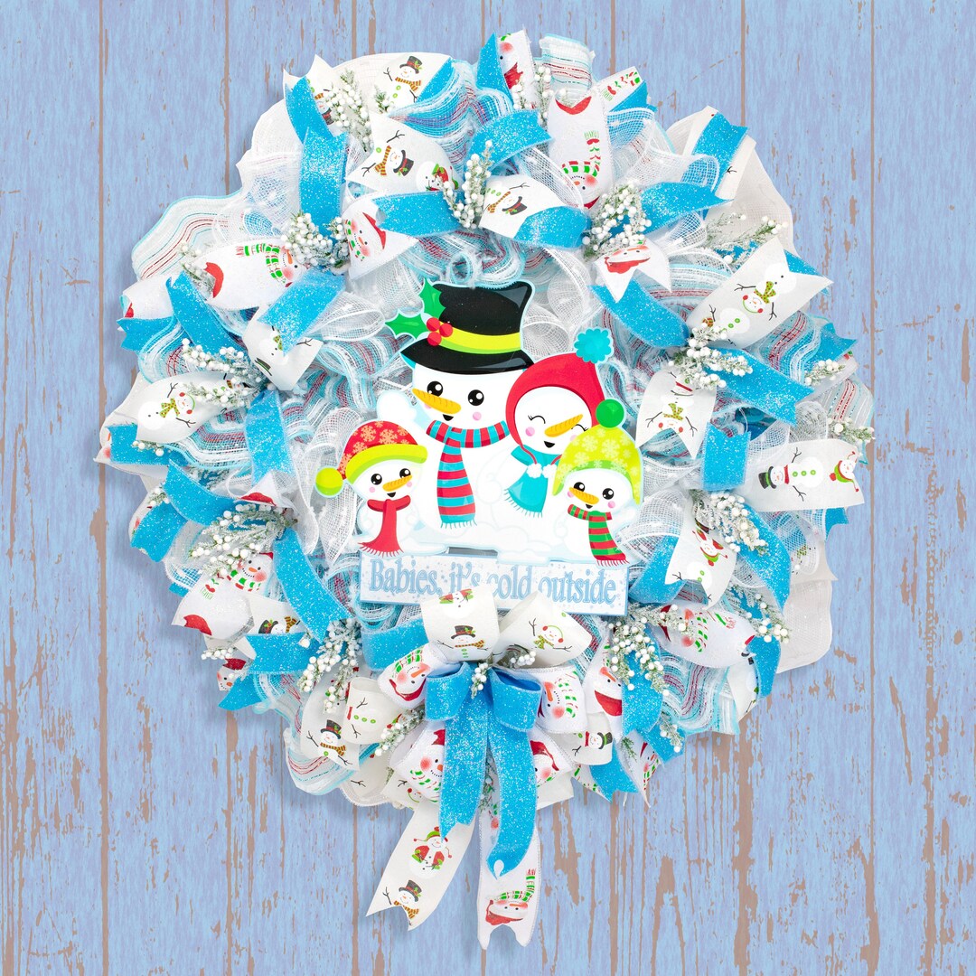 Snowman Wreath, Winter Wreath, Front Door Wreath, Holiday Wreath, Door ...