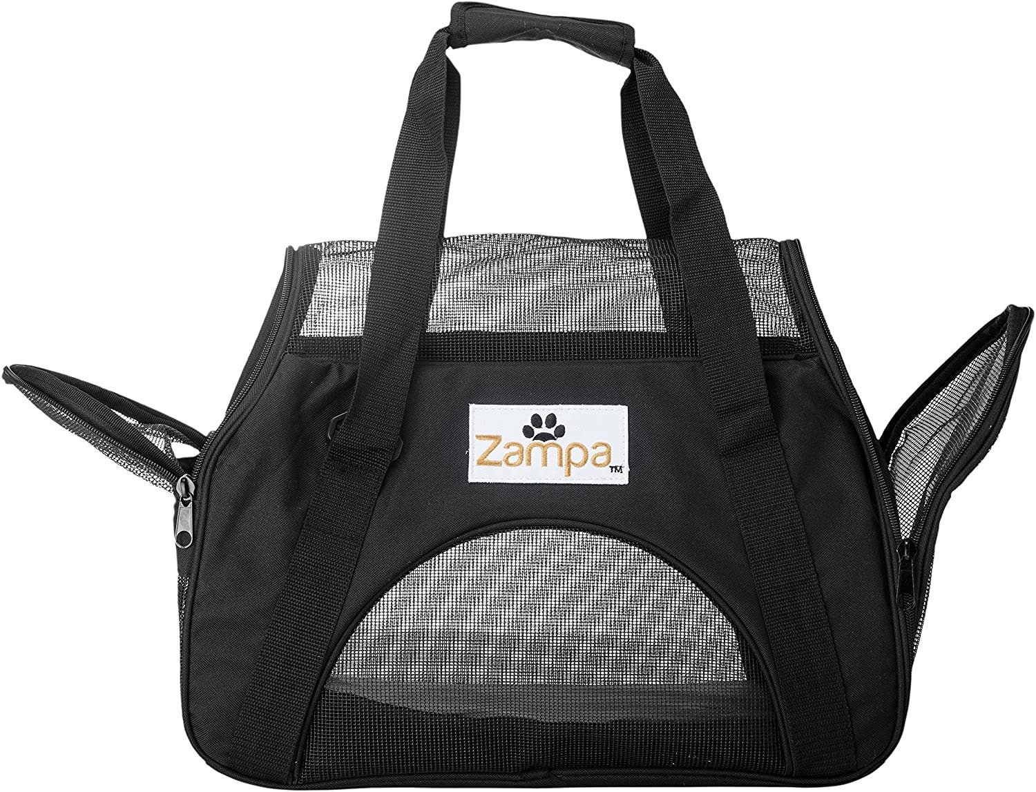 Zampa Airline Approved Soft Sided Pet Carrier Low Profile Travel Tote…