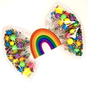 Girls Shaker Hair Bow - Colorful Rainbow