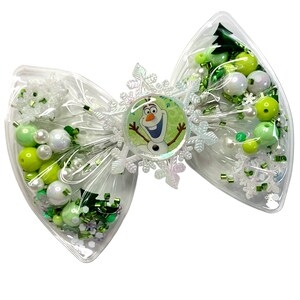 Girls Shaker Hair Bow - Snowman Character on Snowflake