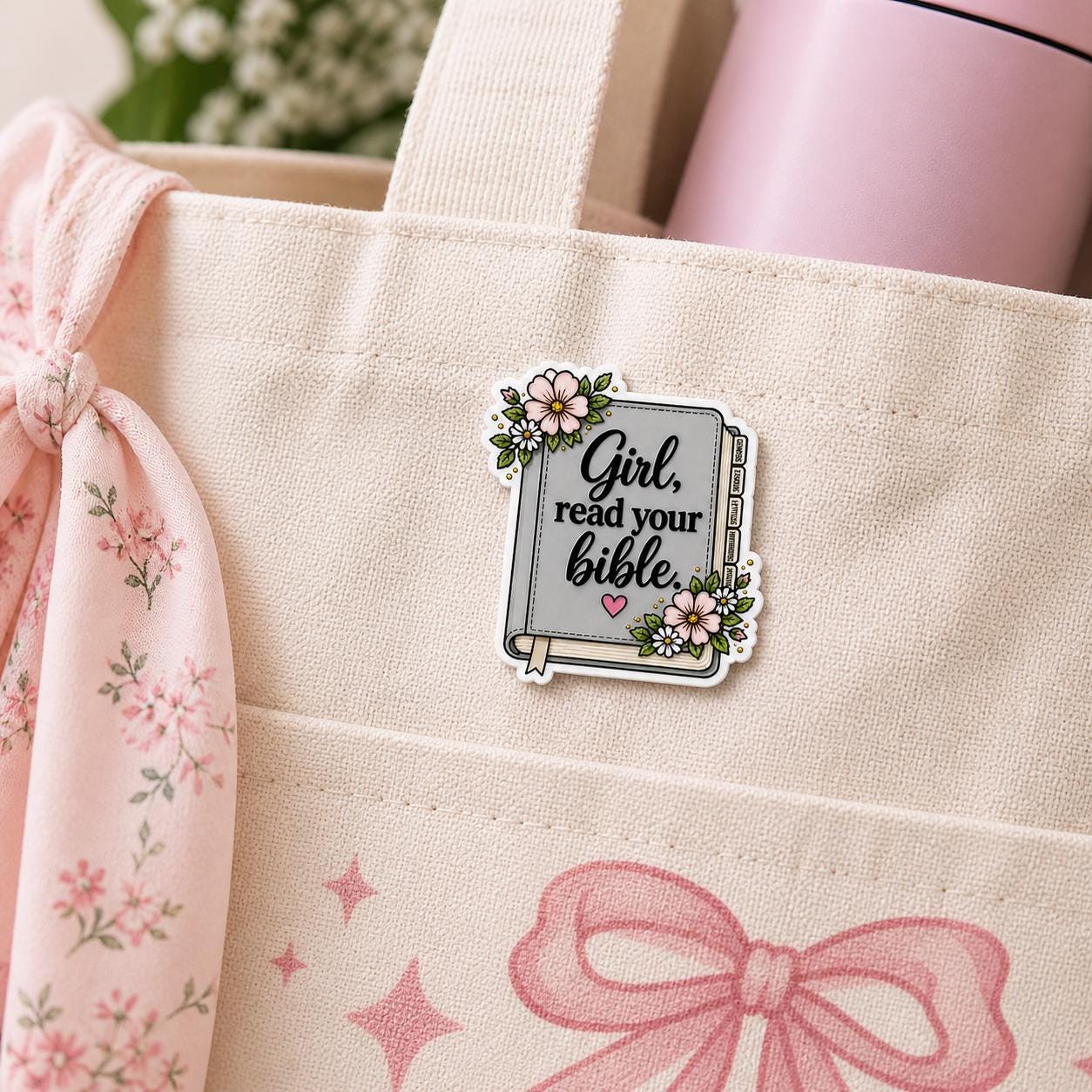 Floral Bible Pin | Girl Read Your Bible Button | Christian Pin | Gift ...