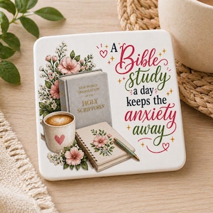 Bible Study Coaster, Christian Coaster Gift, JW Coaster, Cute Faith Decor, Pioneer Gift, JW Sister Gift, Bible Study Gift for Her
