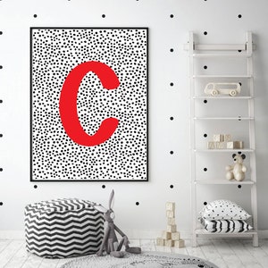Impresión personalizada de la carta de la guardería, arte de la pared de los niños, vivero del bebé decoración del vivero monocromo, impresión neutral de la guardería