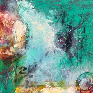 Series3of4-abstract contemporary bohemian mixedmedia painting art acrylic canvas paintings