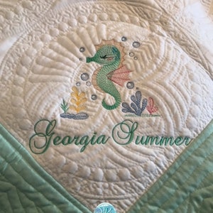Personalized baby quilt blanket, embroidered quilt, heirloom quilted blanket, personalized embroidery blanket, baby blanket