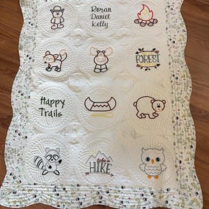 Couverture de couette bébé personnalisée, couette brodée, couverture matelassée héritage, couverture de broderie personnalisée, couverture de bébé