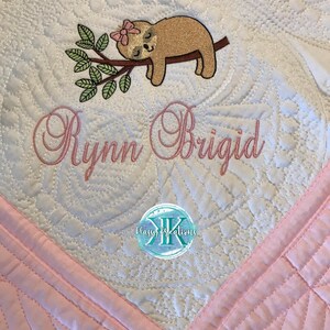 Personalized baby quilt blanket, embroidered quilt, heirloom quilted blanket, personalized embroidery blanket, baby blanket
