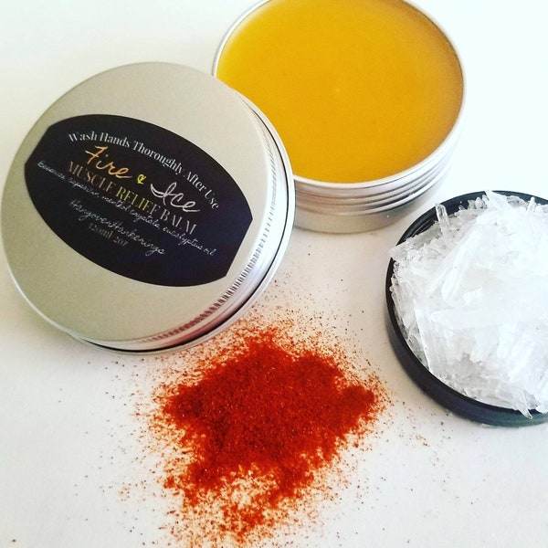 Fire & Ice Muscle Relief Balm, hot and cold muscle therapy for sore muscles and aching joints, natural remedies