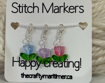 Tulip Stitch Marker Set: Knitting Crochet Progress Keepers