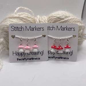 Mushroom Stitch Marker Set: Knitting Crochet Progress Keepers