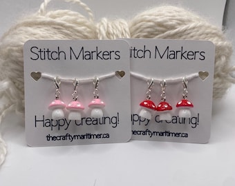 Mushroom Stitch Marker Set: Knitting Crochet Progress Keepers