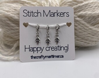 Silver Mushroom Stitch Marker Set: Knitting & Crochet Progress Keepers