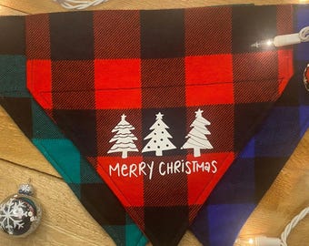 Merry Christmas dog bandana | Christmas cat bandana | Christmas bandana | Christmas plaid