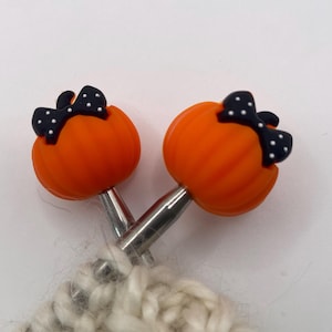 Pumpkin needle protector set of 2 Stitch stoppers Stitch protectors Knitting notions Needle stoppers halloween knitting
