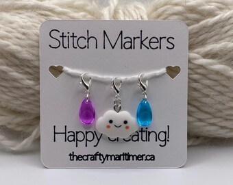 Rainy Day Stitch Marker Set: Knitting Crochet Progress Keepers